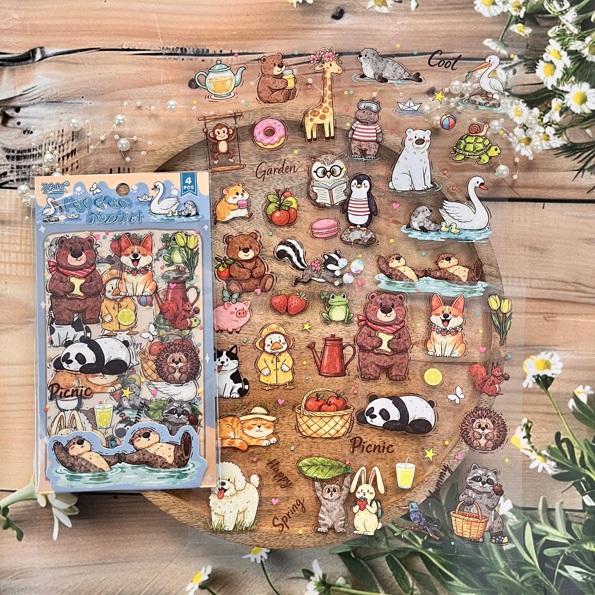 4 Sheets Cute Pet City Series Cartoon Stickers for Journaling