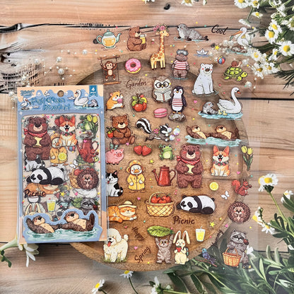 4 Sheets Cute Pet City Series Cartoon Stickers for Journaling