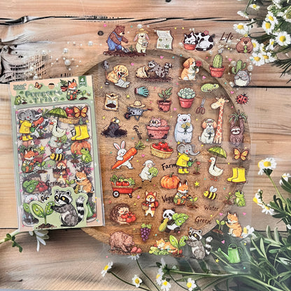 4 Sheets Cute Pet City Series Cartoon Stickers for Journaling