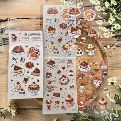 4 Sheets Foam Holiday Series Watercolor Food Decorative Stickers