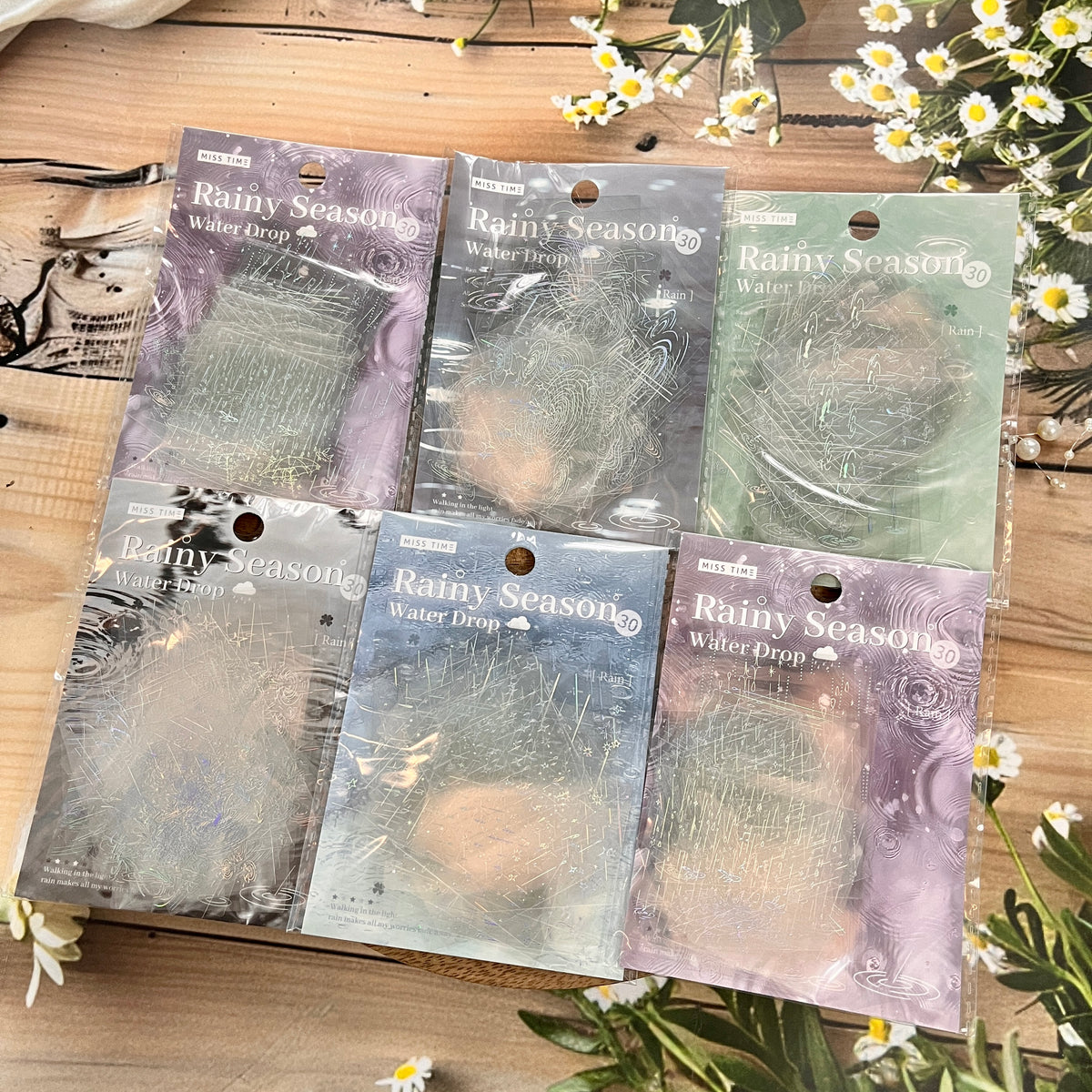 30 Pcs Rainy Season Series Rainy Night Scenery Stickers