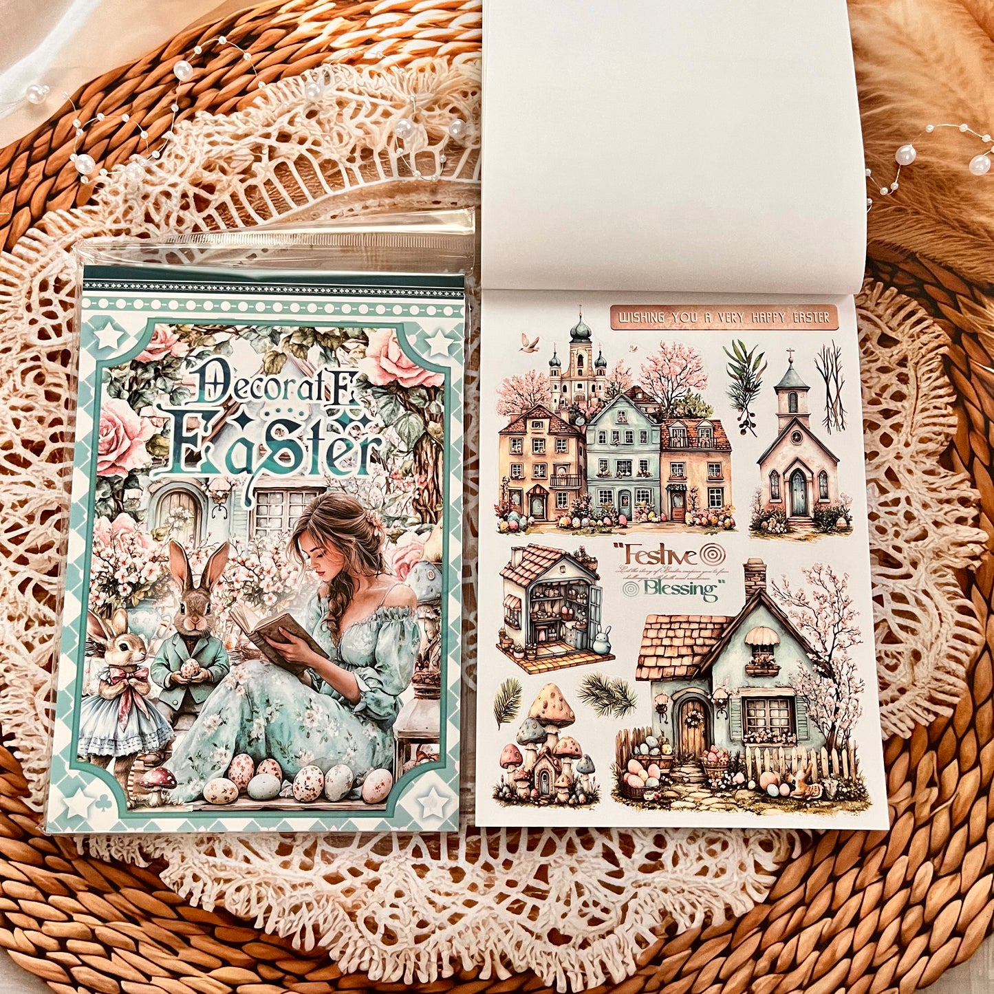 20 Sheets Character flower castle Handbook Decoration Sticker Book