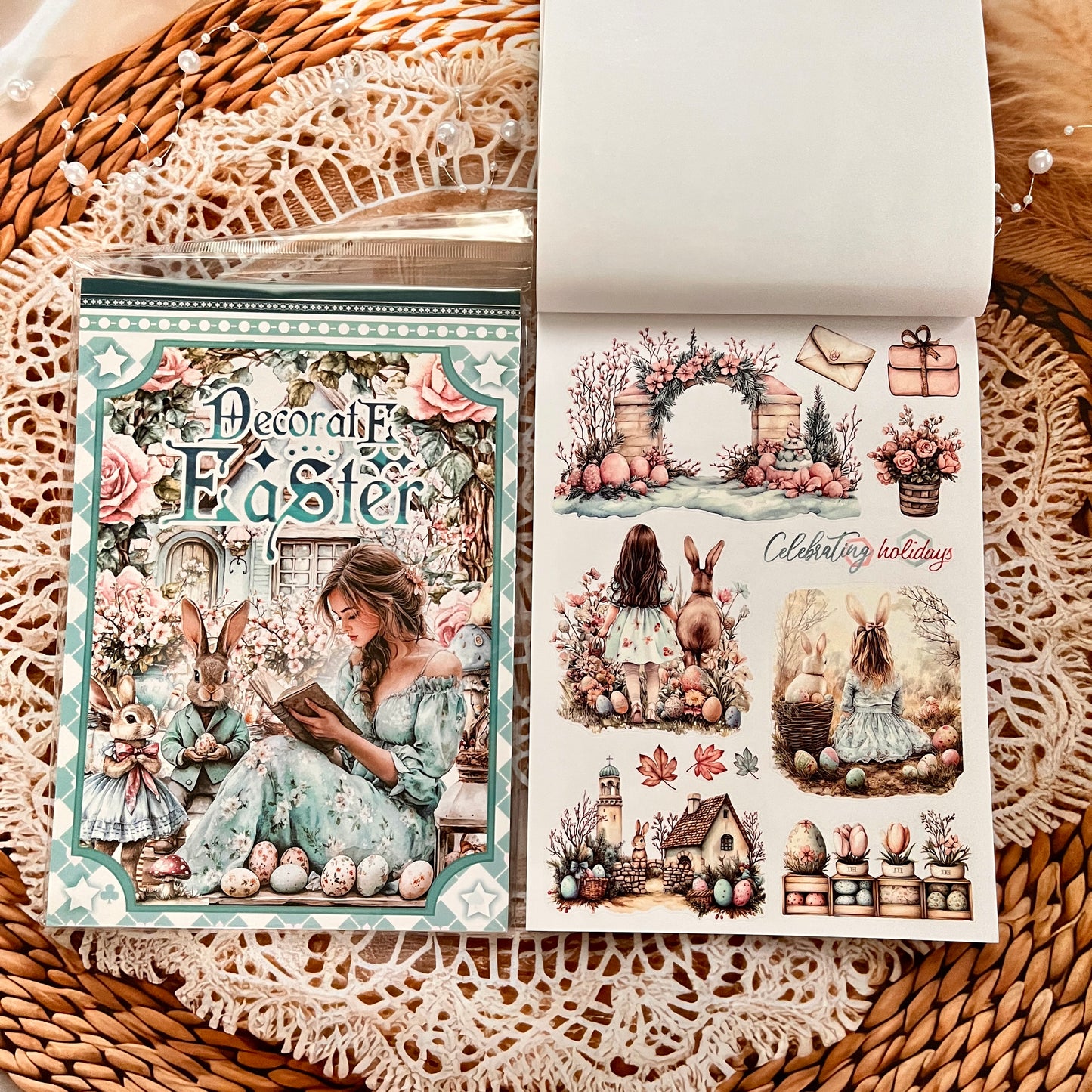 20 Sheets Character flower castle Handbook Decoration Sticker Book