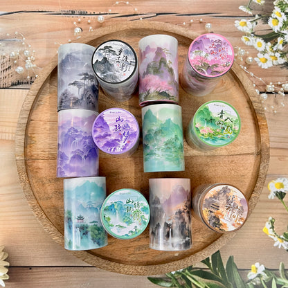 1 Roll A Pillow of Green Mountains Series Traditional Chinese Landscape Tape
