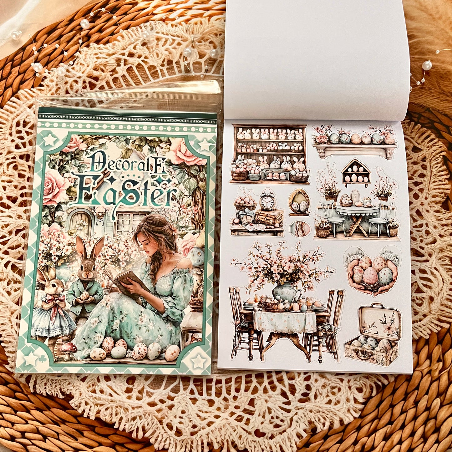 20 Sheets Character flower castle Handbook Decoration Sticker Book