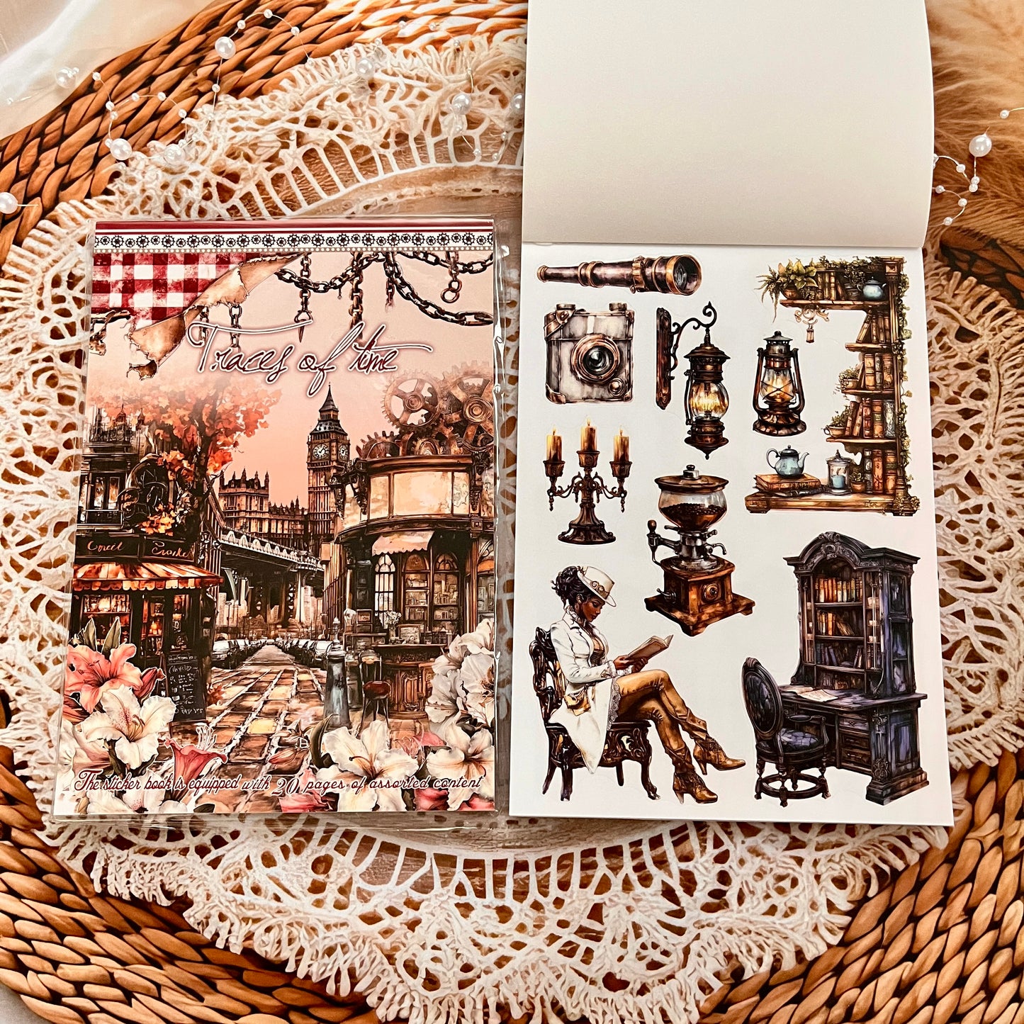 20 Sheets Character flower castle Handbook Decoration Sticker Book