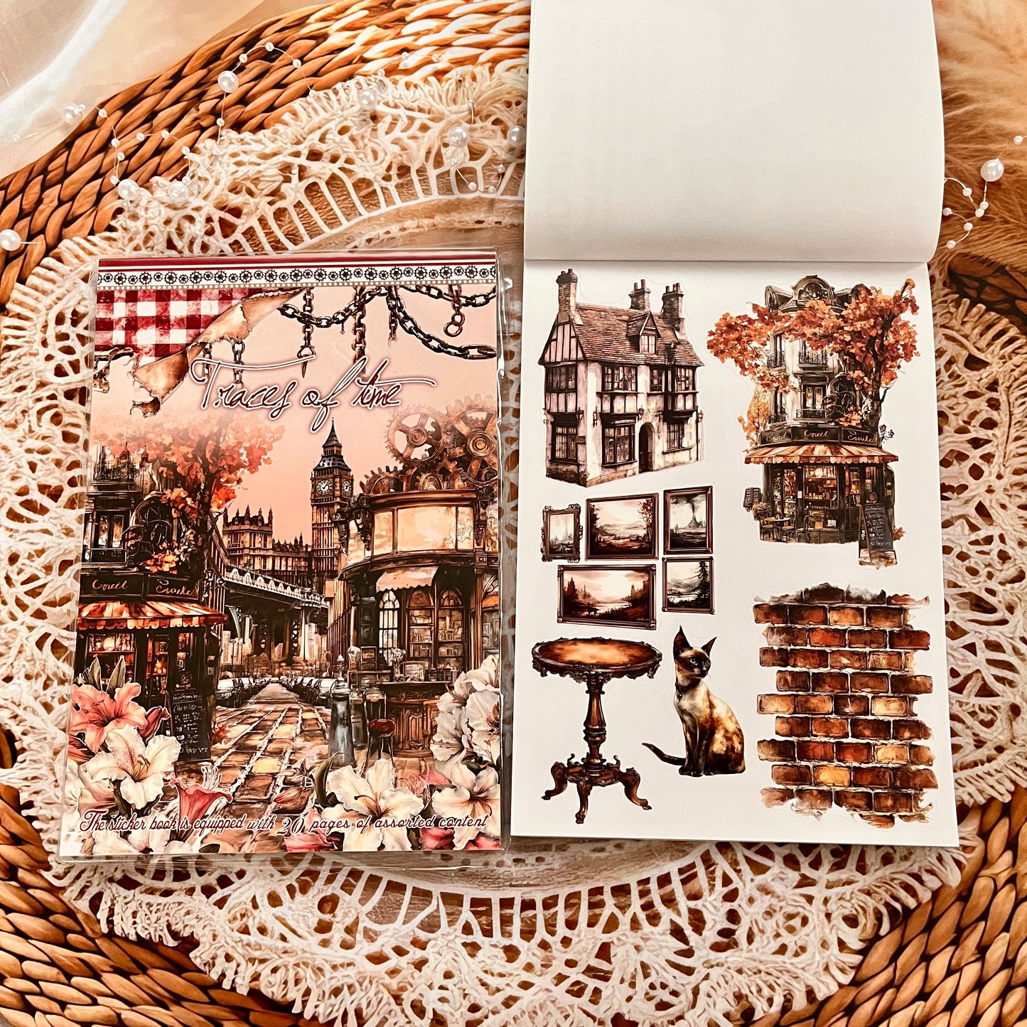 20 Sheets Character flower castle Handbook Decoration Sticker Book