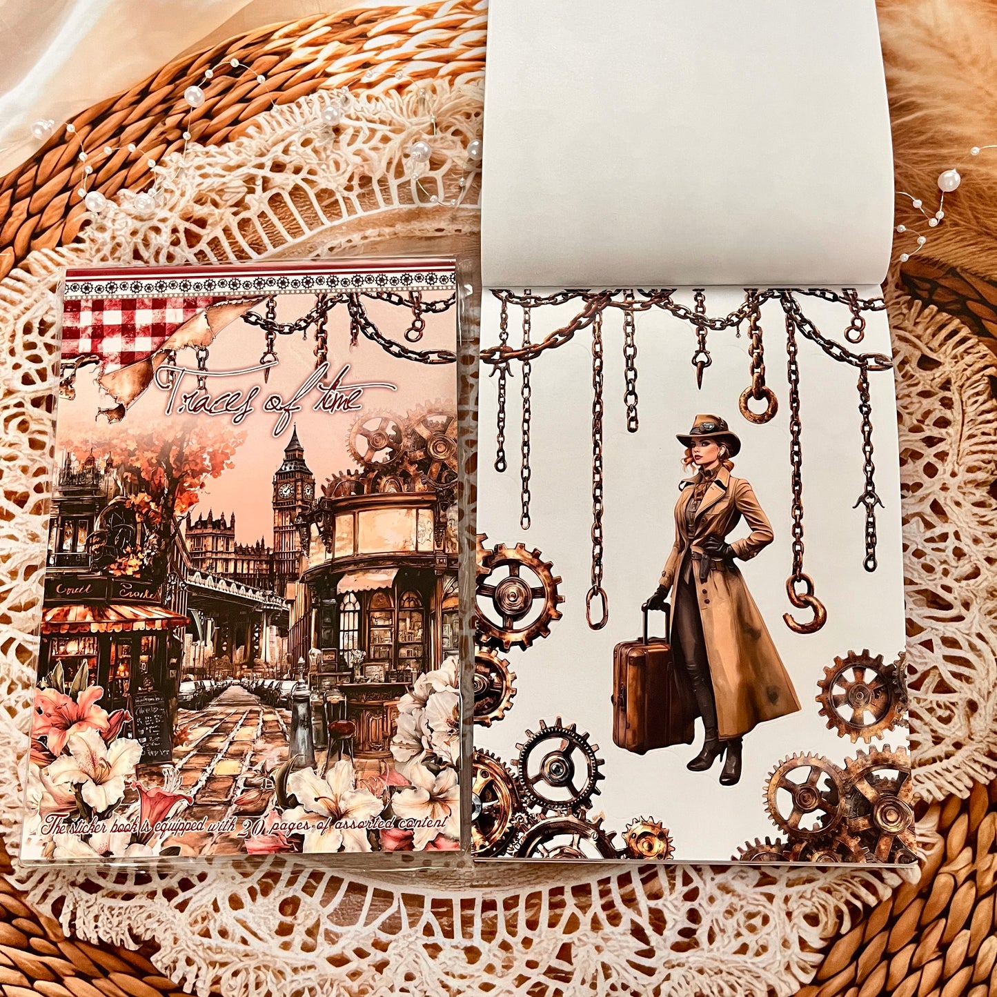 20 Sheets Character flower castle Handbook Decoration Sticker Book