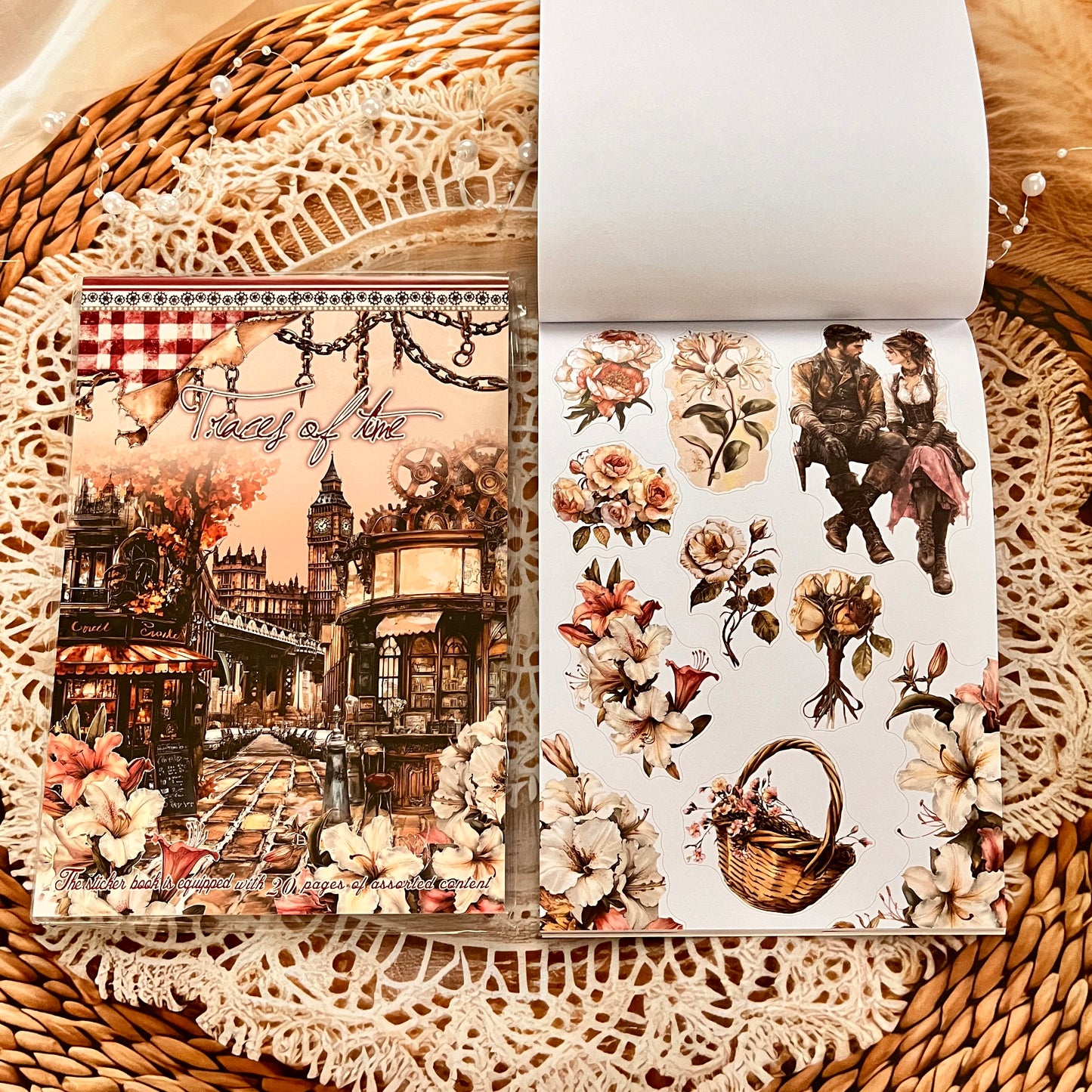 20 Sheets Character flower castle Handbook Decoration Sticker Book