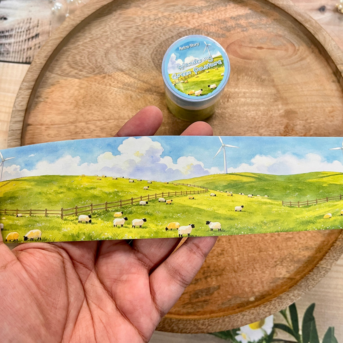 1 Roll Wandering Green Pasture Series Scenery Themed Tape