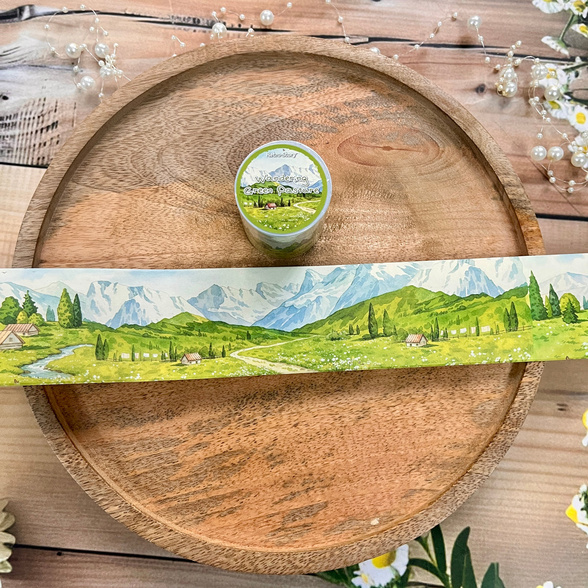 1 Roll Wandering Green Pasture Series Scenery Themed Tape