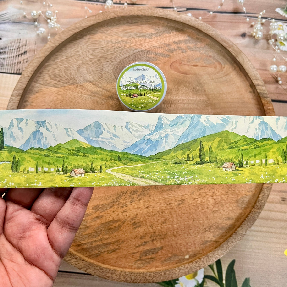 1 Roll Wandering Green Pasture Series Scenery Themed Tape