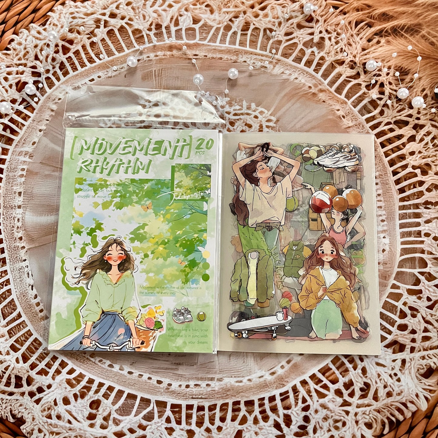 20 Sheets Chasing Ordinary Characters PET Handbook Sticker Book