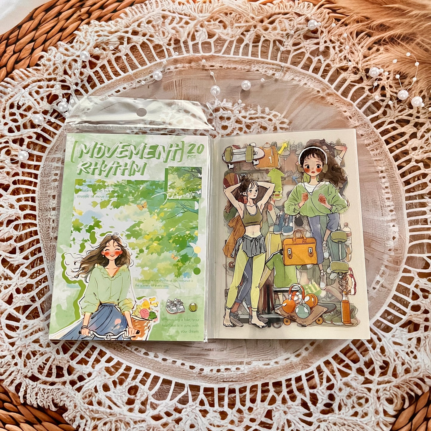 20 Sheets Chasing Ordinary Characters PET Handbook Sticker Book