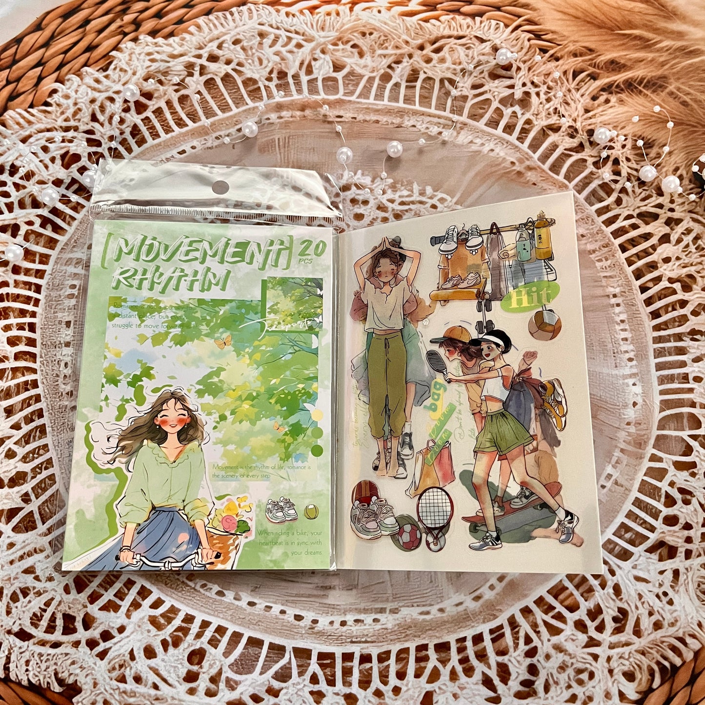 20 Sheets Chasing Ordinary Characters PET Handbook Sticker Book