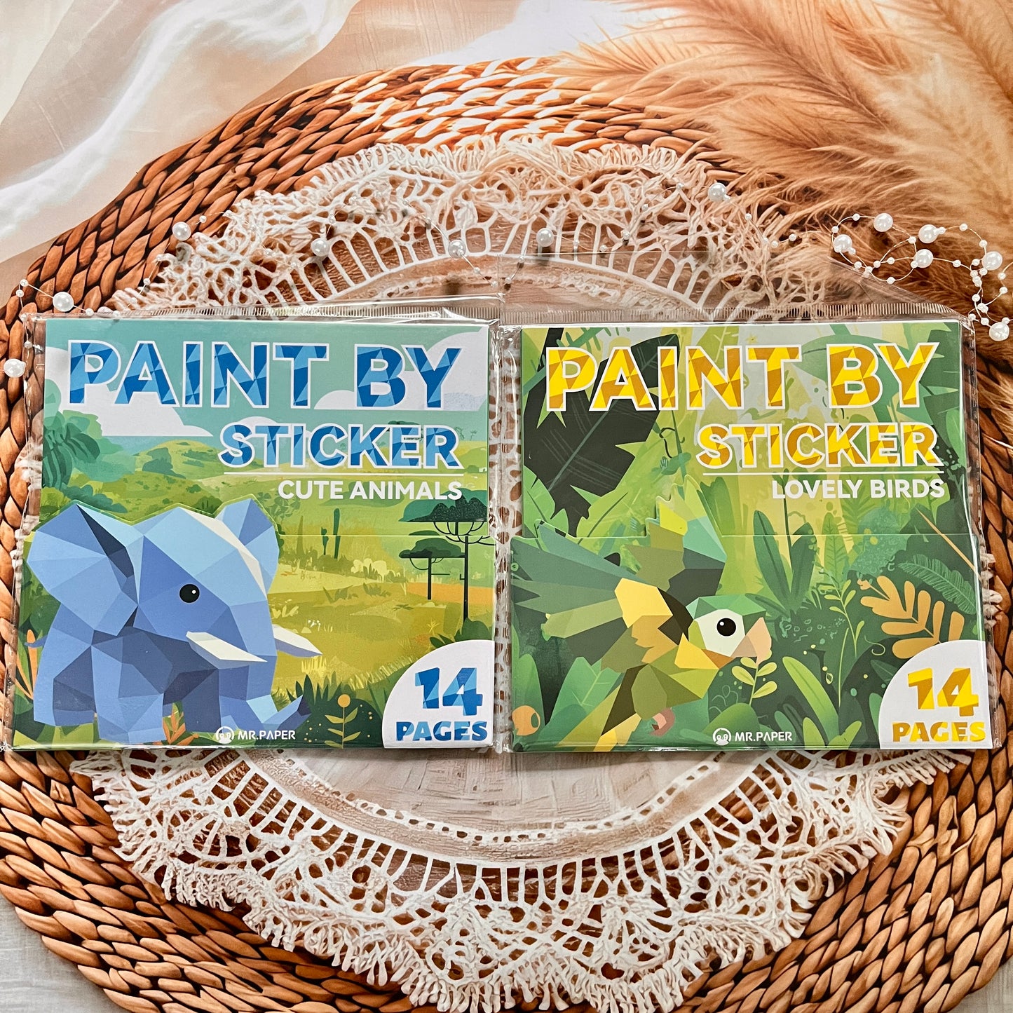 14 pcs Interest Zoo Series Cute Cartoon Paint By Sticker Pages