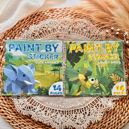 14 pcs Interest Zoo Series Cute Cartoon Paint By Sticker Pages