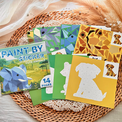 14 pcs Interest Zoo Series Cute Cartoon Paint By Sticker Pages