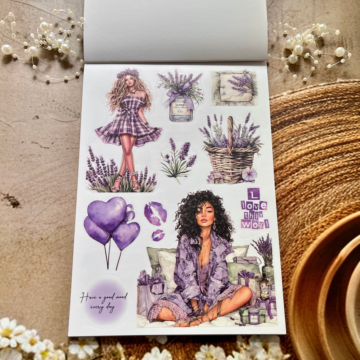 20 Sheets Song of Lavender Pretty Retro Character Sticker Book