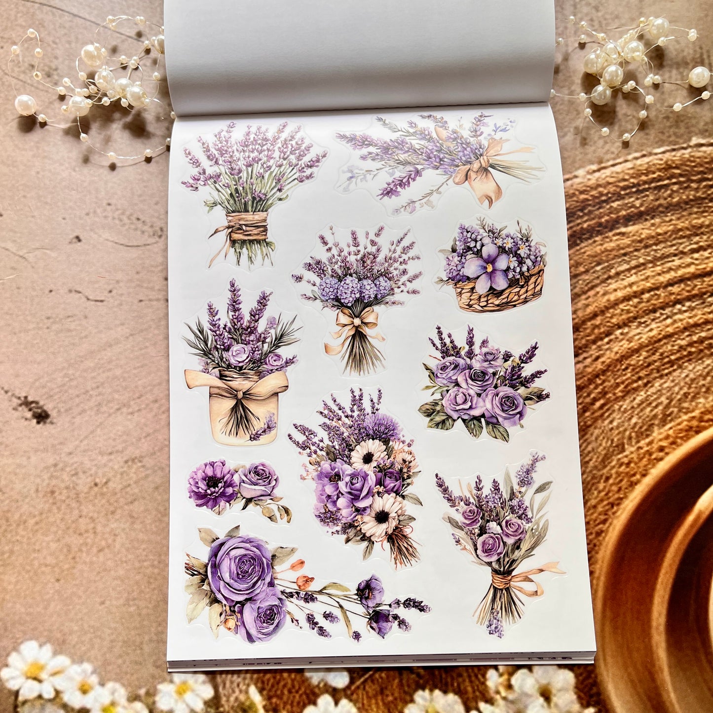 20 Sheets Song of Lavender Pretty Retro Character Sticker Book