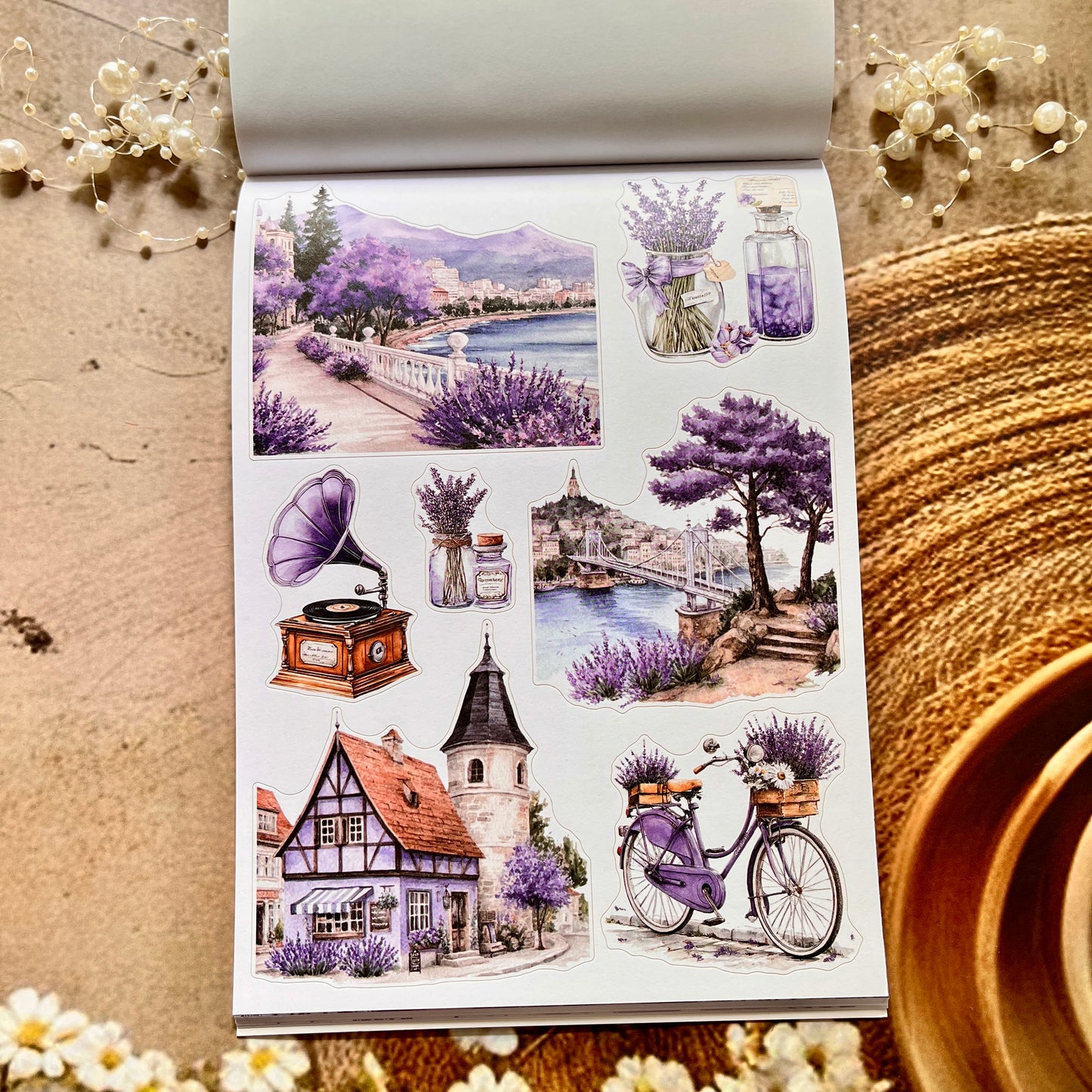 20 Sheets Song of Lavender Pretty Retro Character Sticker Book