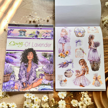 20 Sheets Song of Lavender Pretty Retro Character Sticker Book