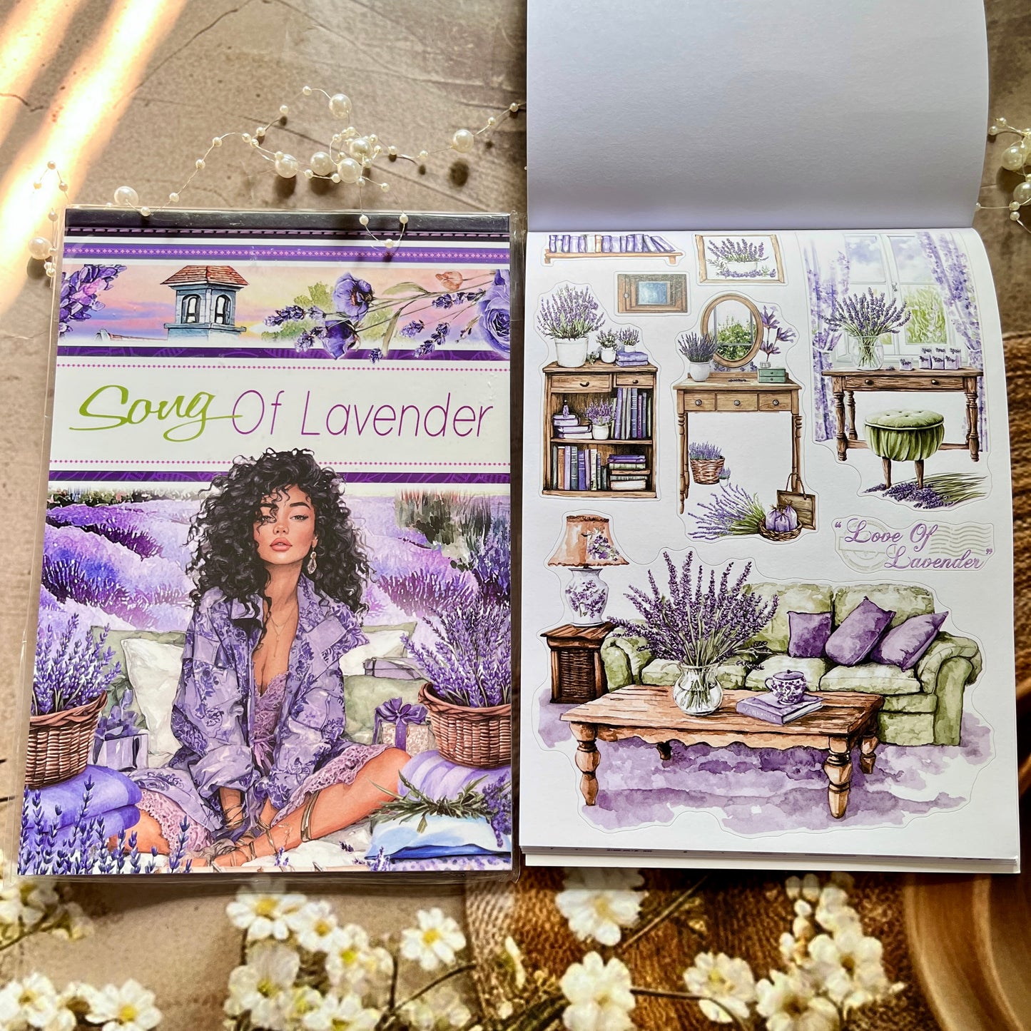 20 Sheets Song of Lavender Pretty Retro Character Sticker Book