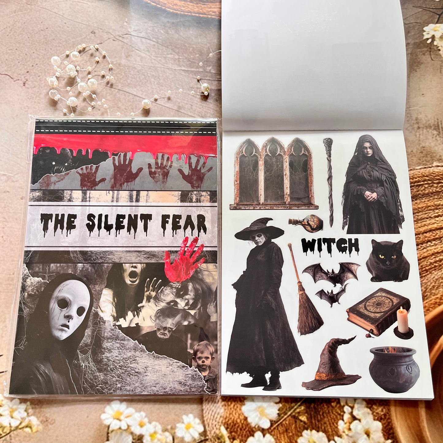 20 Sheets The Silent Fear Scary Ghost Sticker Book