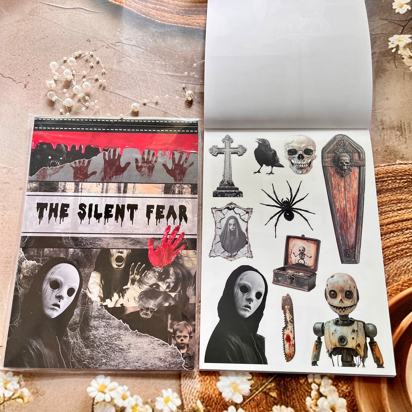 20 Sheets The Silent Fear Scary Ghost Sticker Book