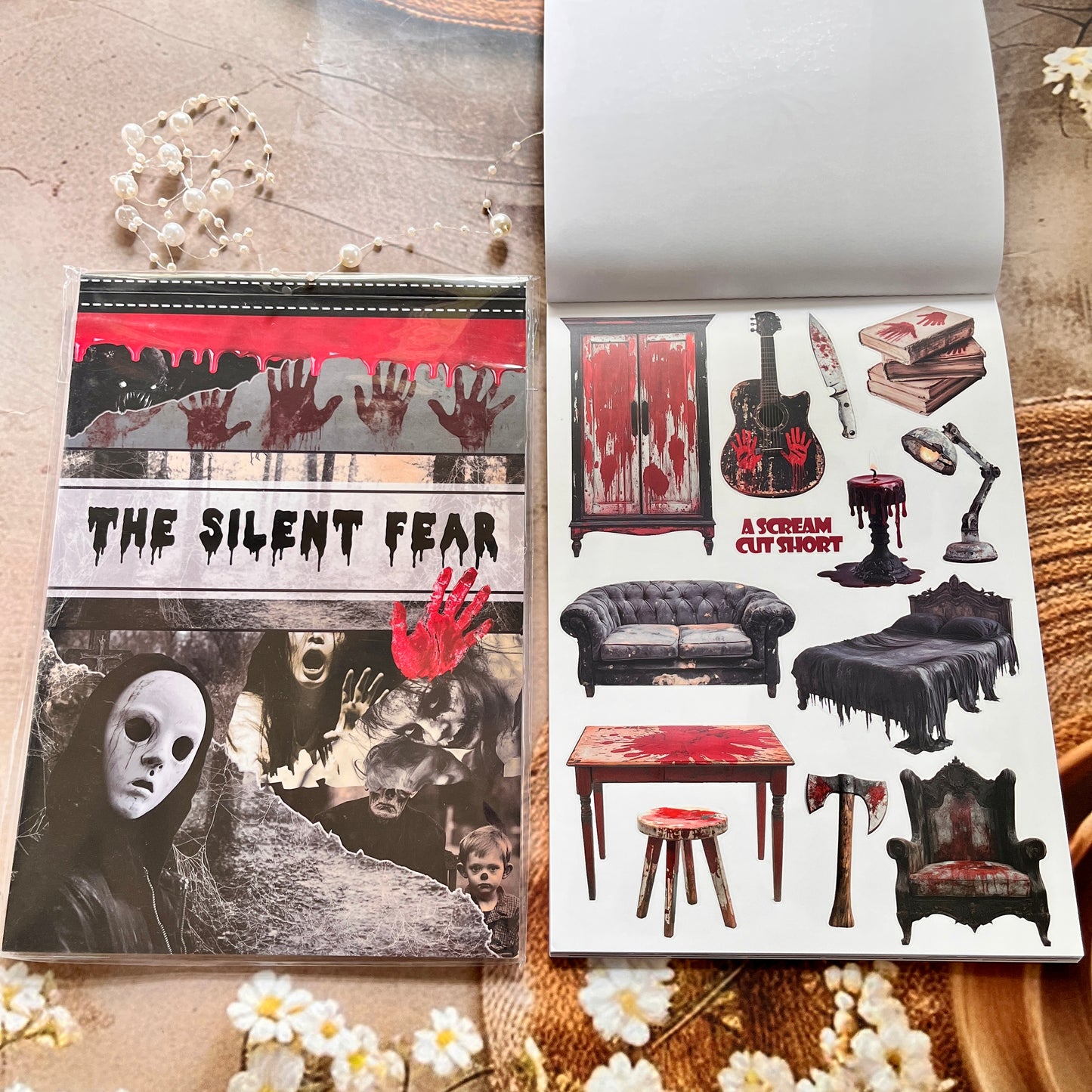 20 Sheets The Silent Fear Scary Ghost Sticker Book