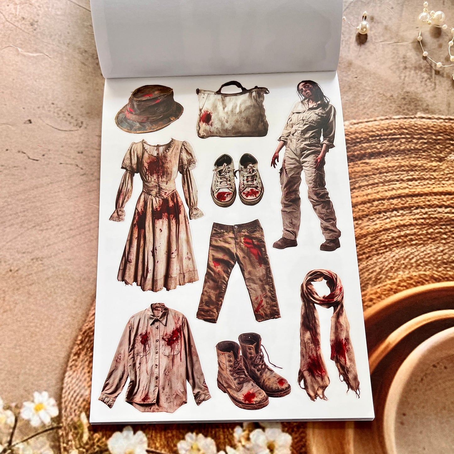 20 Sheets The Silent Fear Scary Ghost Sticker Book