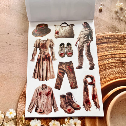 20 Sheets The Silent Fear Scary Ghost Sticker Book