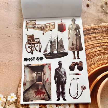 20 Sheets The Silent Fear Scary Ghost Sticker Book