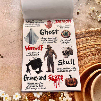 20 Sheets The Silent Fear Scary Ghost Sticker Book