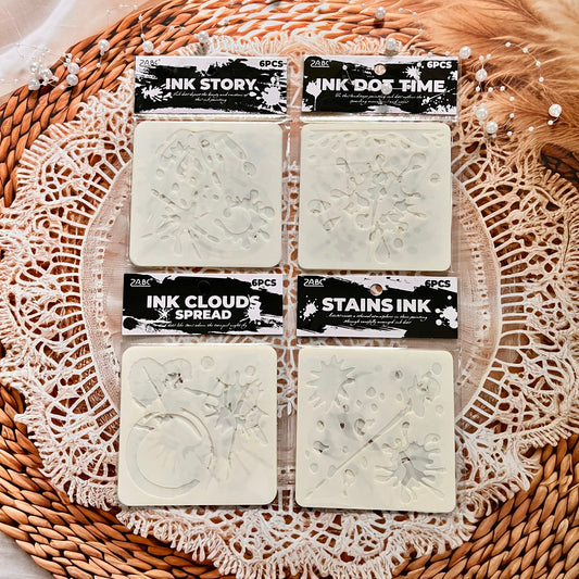 6pcs Ink Drop PET Painting Stencil Set