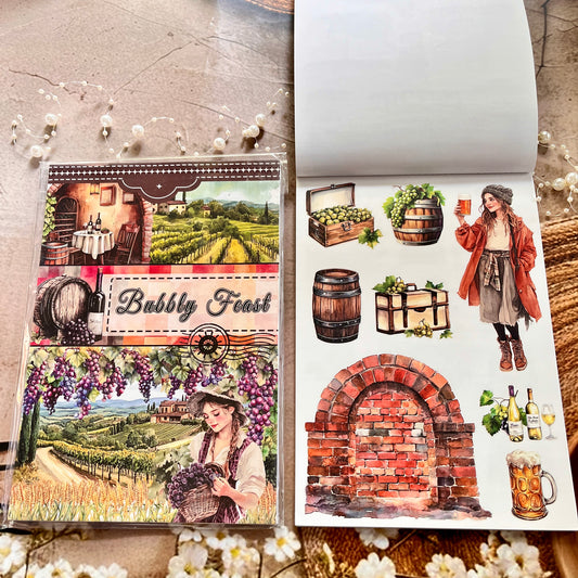 20 Sheets Bubby Feast Fun Retro Character Sticker Book