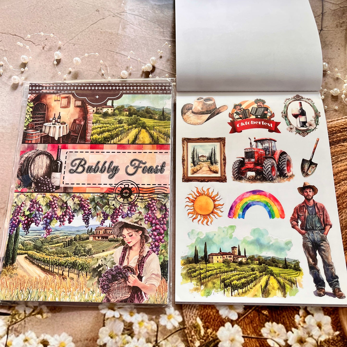 20 Sheets Bubby Feast Fun Retro Character Sticker Book