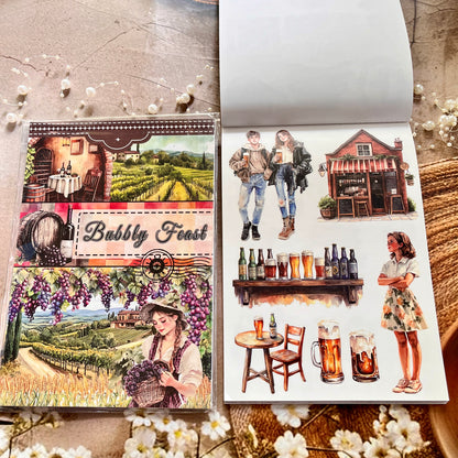 20 Sheets Bubby Feast Fun Retro Character Sticker Book