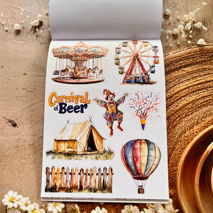 20 Sheets Bubby Feast Fun Retro Character Sticker Book