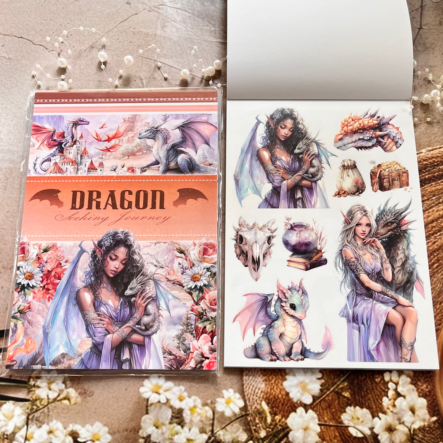 20 Sheets Dragon Fantasy Journey Sticker Book