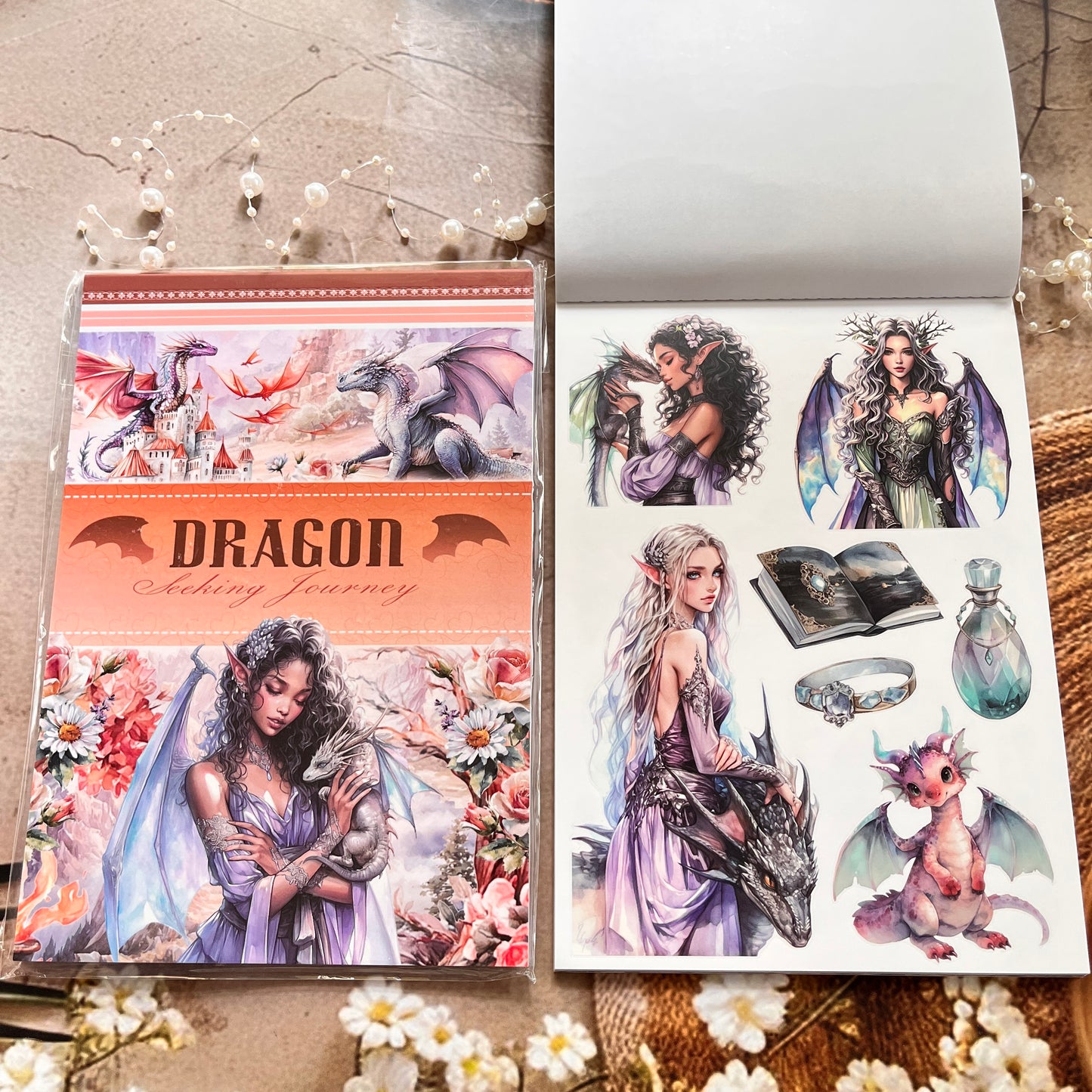 20 Sheets Dragon Fantasy Journey Sticker Book