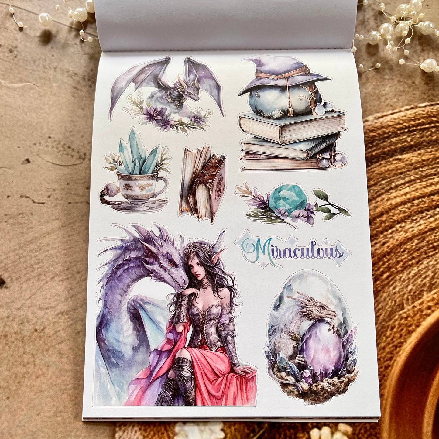 20 Sheets Dragon Fantasy Journey Sticker Book