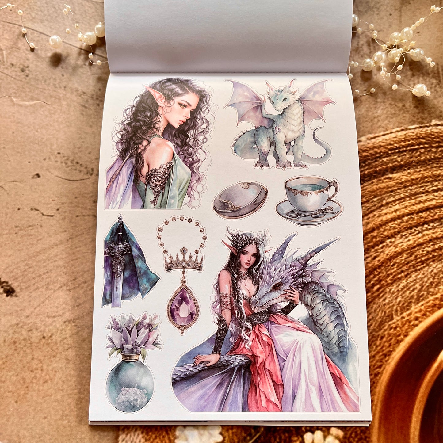 20 Sheets Dragon Fantasy Journey Sticker Book