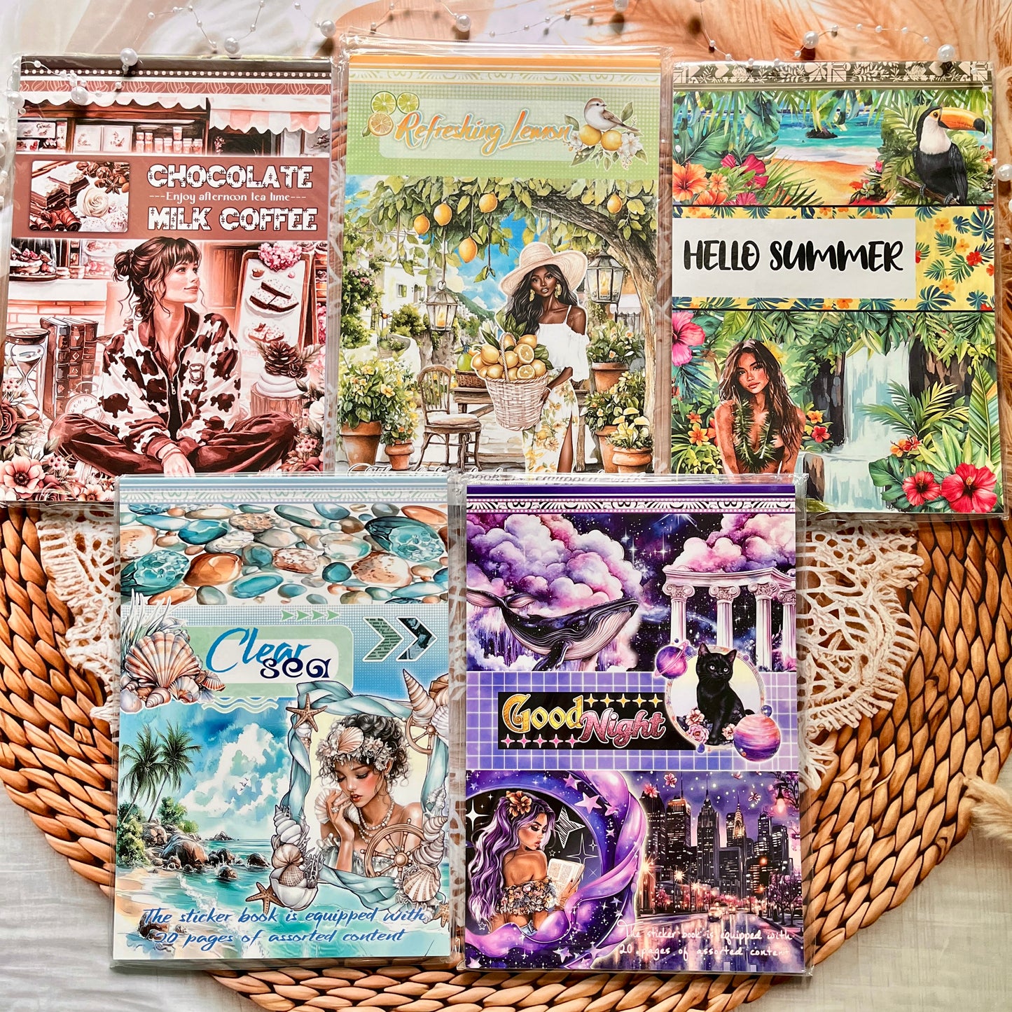 20 Sheets Nightfall Island Style Creative Sticker Book