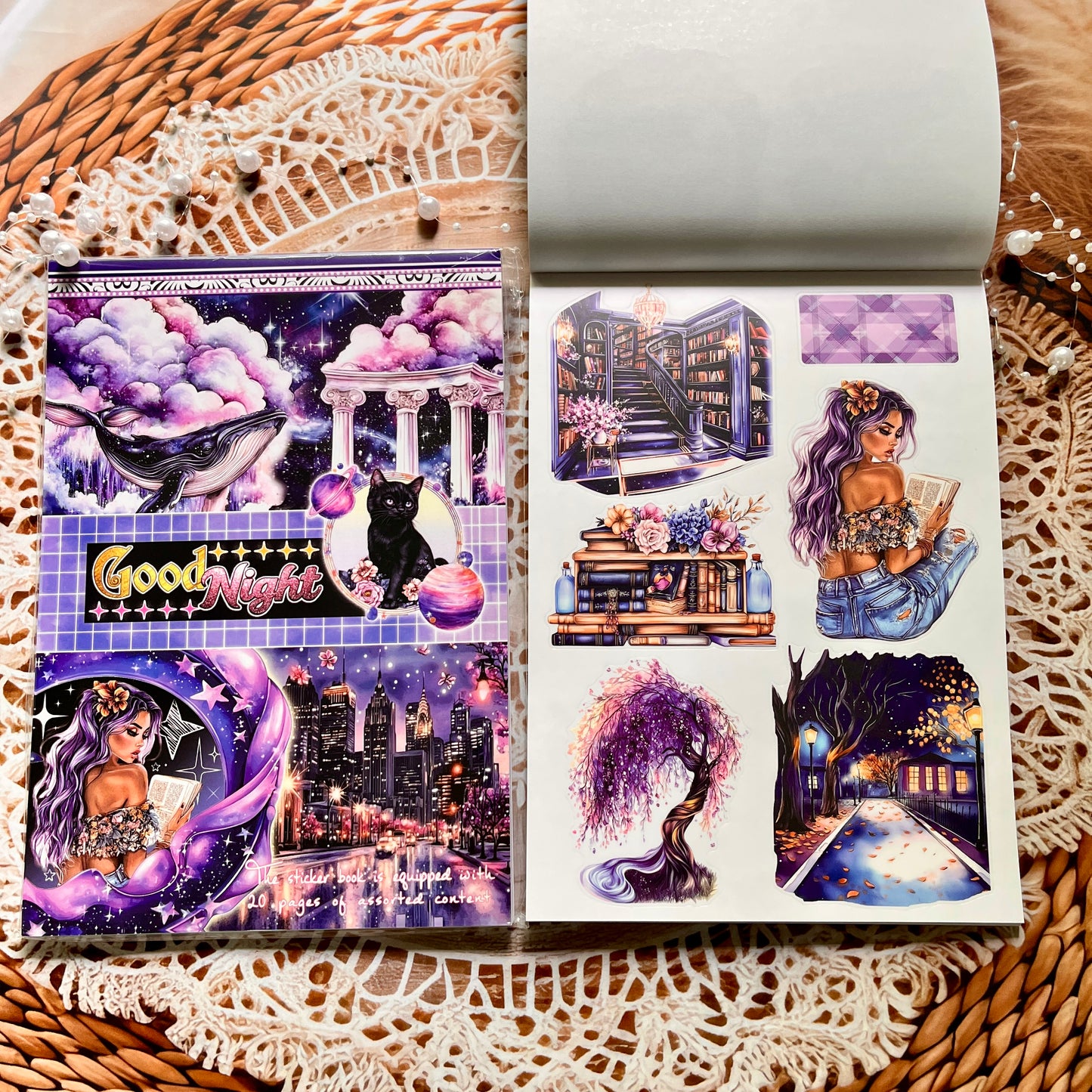 20 Sheets Nightfall Island Style Creative Sticker Book