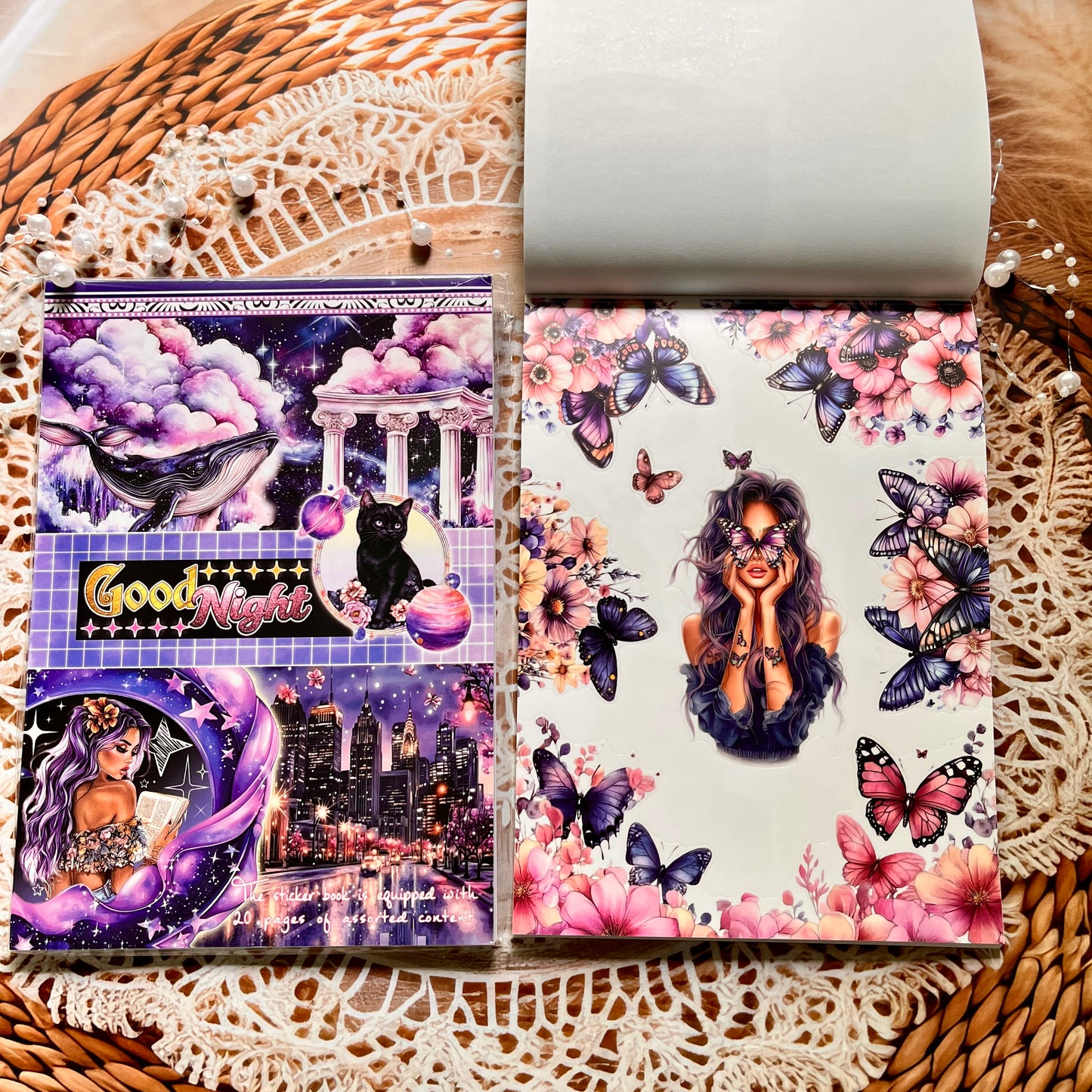 20 Sheets Nightfall Island Style Creative Sticker Book