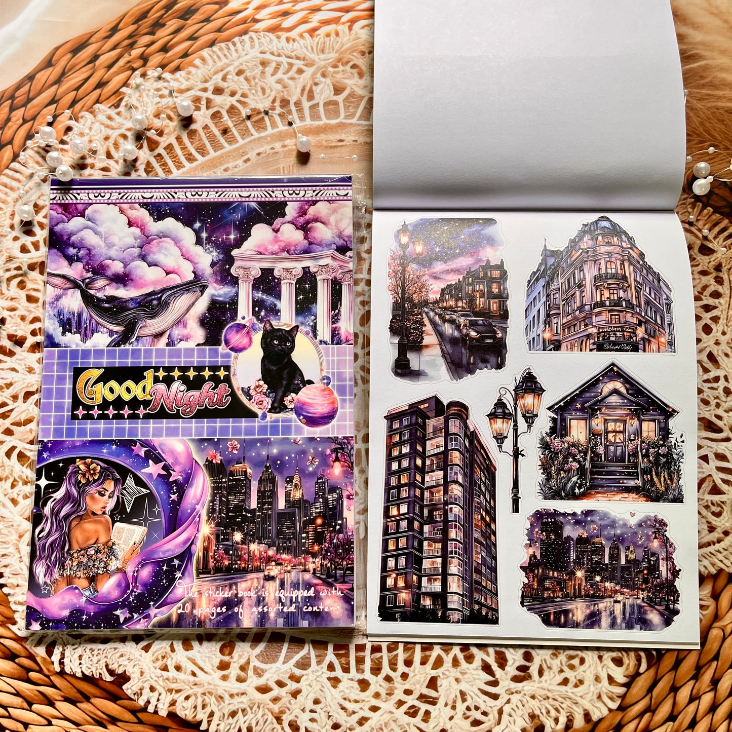 20 Sheets Nightfall Island Style Creative Sticker Book