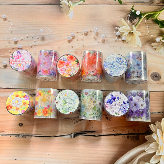 50mm*200cm Crossing The Flower Sea Series Literary Floral Landscaping PET Tape