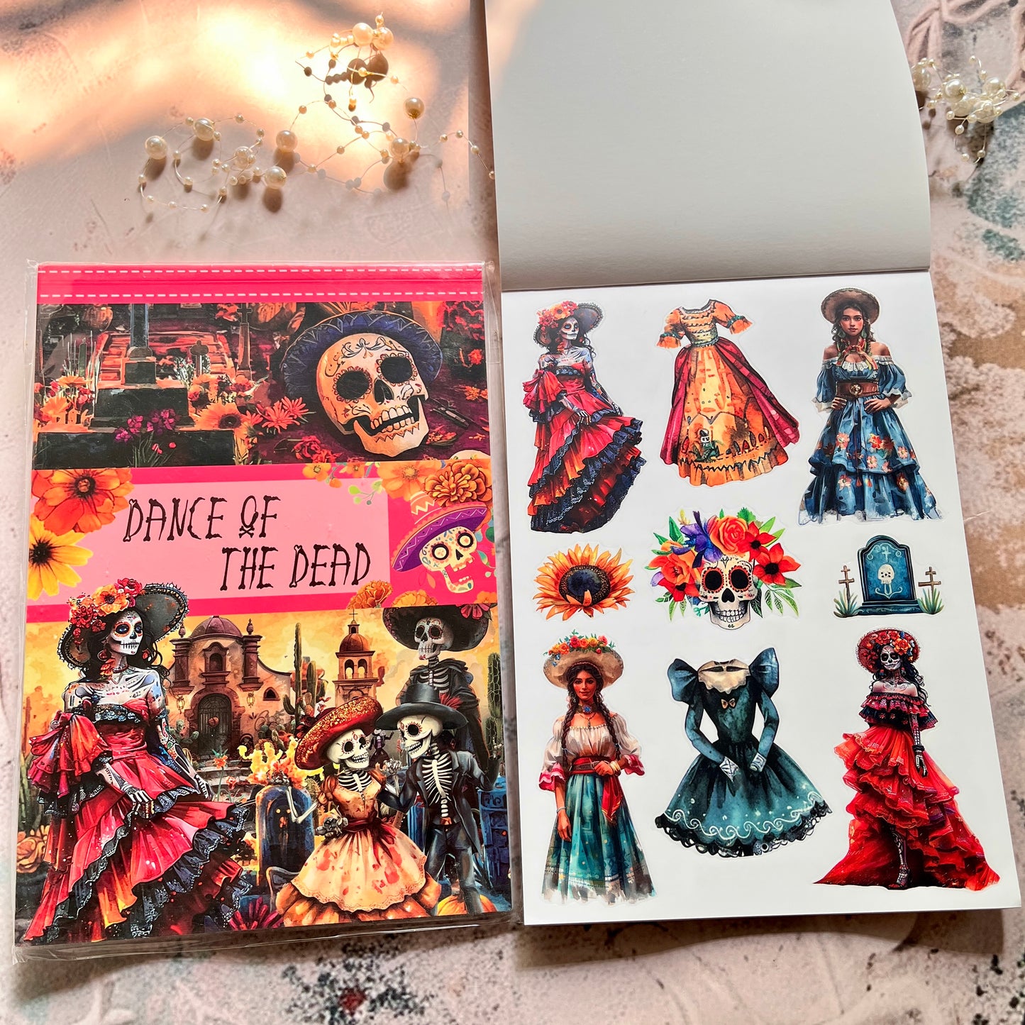 20 Sheets Dance of the Dead Ghost Retro Journal Sticker Book