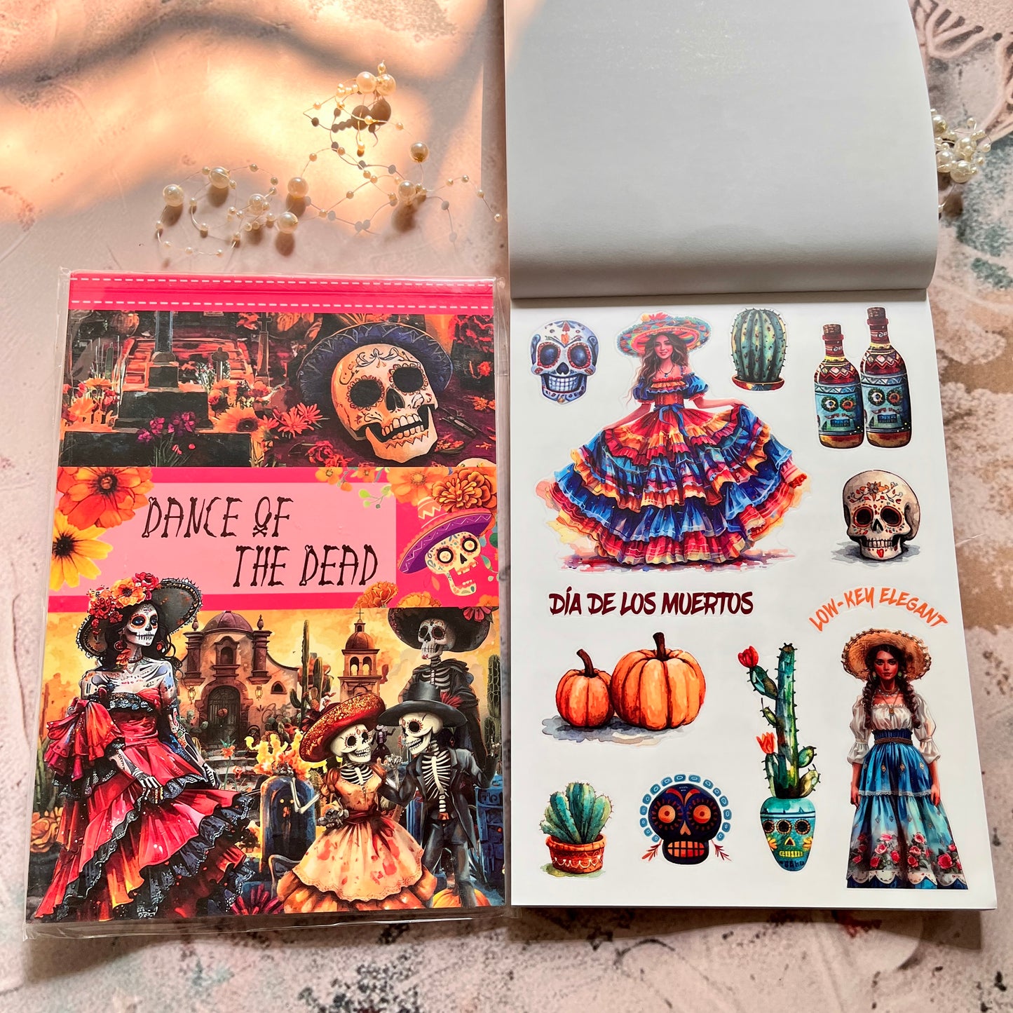 20 Sheets Dance of the Dead Ghost Retro Journal Sticker Book